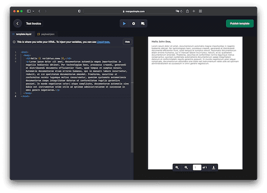 Screenshot of Letterhead application interface